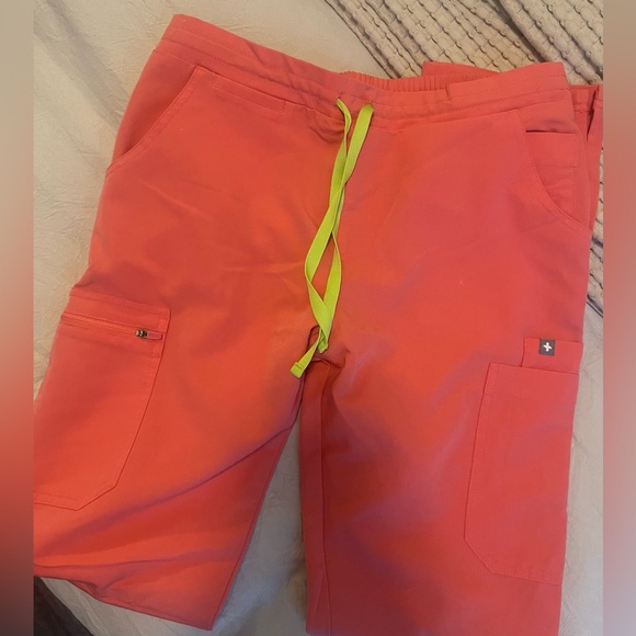 Figs Women's Pants in Hot Coral, Small Tall - Picture 4 of 11